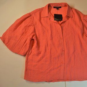 Women's M MARC NEW YORK Deep Sea Coral button top